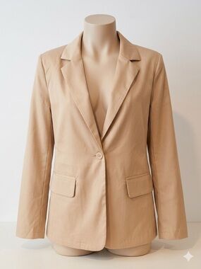 Beige Single-Button Tailored Blazer (New Without Tags)